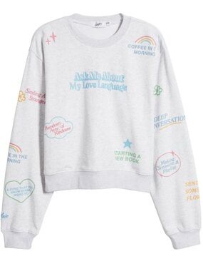 The Mayfair Group Ask Me About My Love Language Oversized Crop Sweatshirt M/L